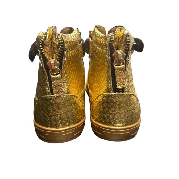 Mens J75 by Jump High Top Sneakers Gold Metallic Studded Lace Up Zippers - Picture 4 of 7